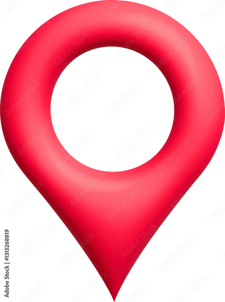 Aufkleber red map pin icon with 3d design. circular opening creates a visually striking center point.