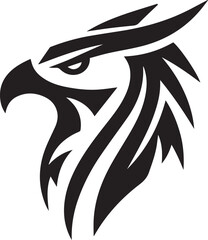 Bold Tribal Eagle Head Vector Logo in Black and White

