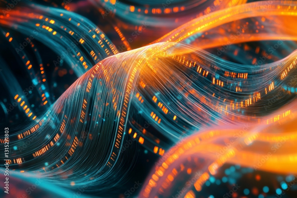 Poster explore a captivating abstract image featuring flowing light patterns with vibrant colors. the dynam