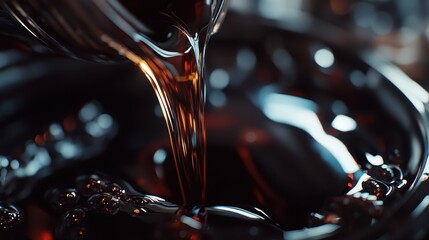 Close-up of coffee pouring into a cup