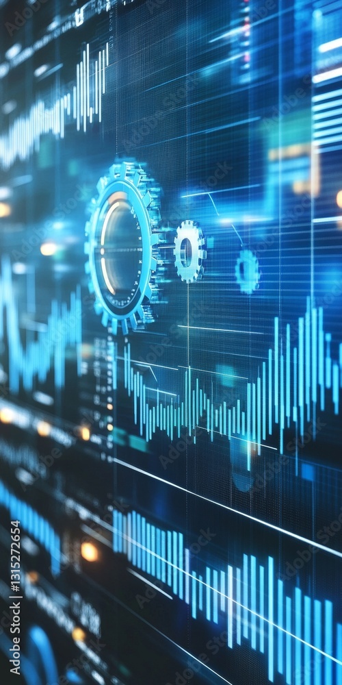 Poster abstract technology background with data visualization and analytics