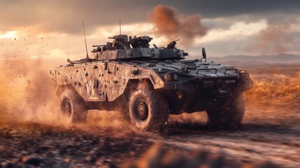 Fototapeta premium Military Vehicle in Action