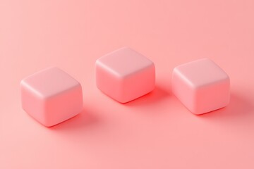Obraz premium Three pink cubes on a pink background.