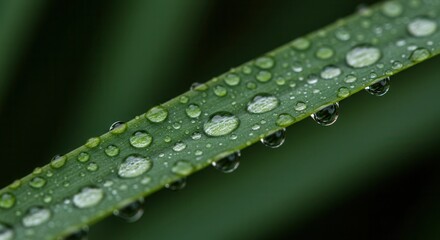Dew Drops on Green Blade of Grass Macro Water Nature