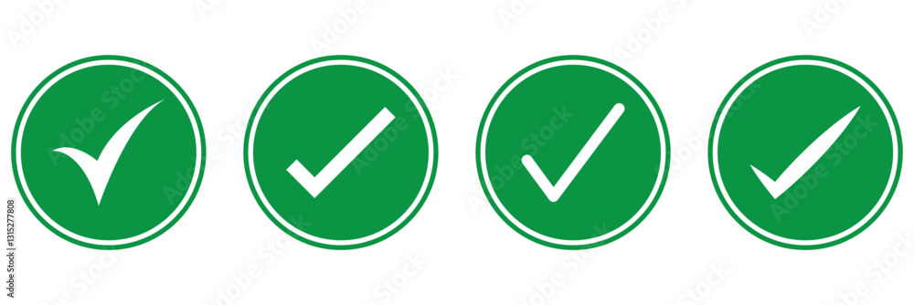 Poster tick mark with checkbox icon. green checkmark sign for app, ui, website. vector illustration on tran