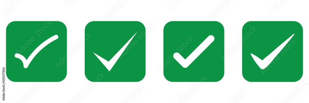 Poster tick mark with checkbox icon. green checkmark sign for app, ui, website. vector illustration on tran