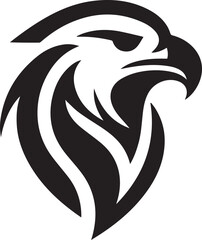 Bold Tribal Eagle Head Vector Logo in Black and White

