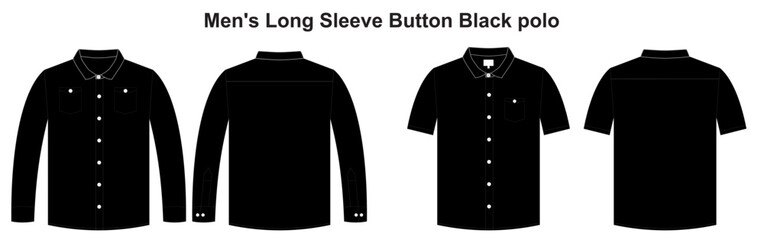 Naklejka premium Men's Long Sleeve Button-Up Shirt Technical Drawing polo black