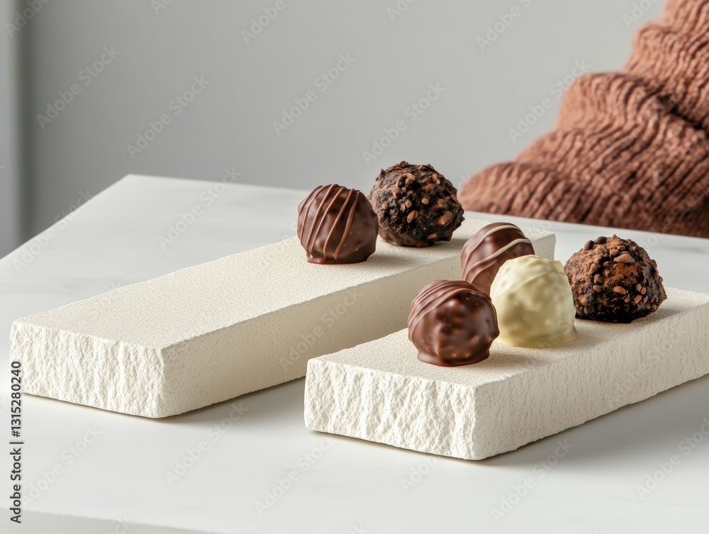 Poster a beautifully crafted dessert displayed on a table with attention to detail and an inviting atmosphe