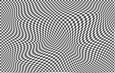 Black and white checkerboard pattern background. Classic checkered race flag car finish line or start line. Flat vector illustration isolated on white background.