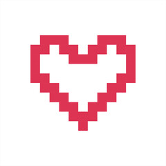 Pixel art heart love color icon valentine, vector 10 eps.