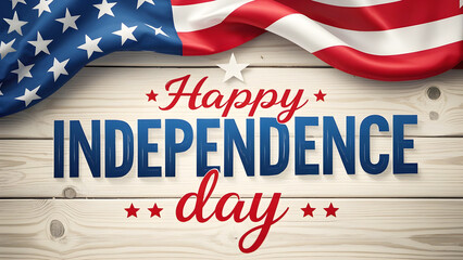 Happy Independence Day text of American national flag.