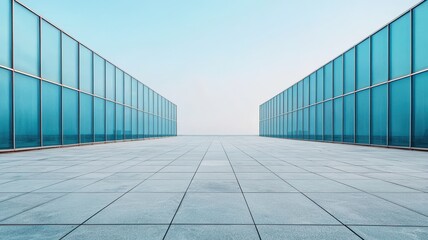 Fototapeta premium Modern architectural perspective urban setting minimalist design open space tranquil environment aesthetic viewpoint for contemporary art