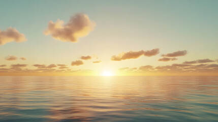 Naklejka premium Serene Sunset Over Calm Ocean Waters