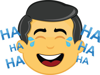 vector illustration yellow emoji character male, laughing out loud