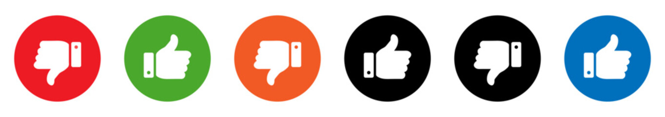 Like and dislike, thumbs up and thumbs down icons collection. Like and dislike icons buttons. Flat design. Vector illustration.