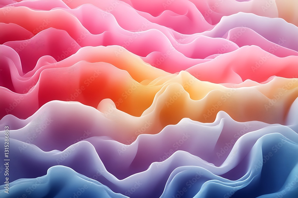 Aufkleber a colorful undulating abstract landscape with gradients and layers