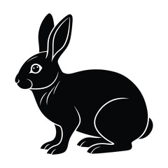 vector illustration of a rabbit silhouette with white background