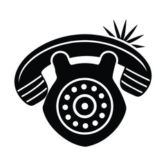 old phone isolated on white silhouette with white background