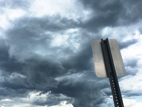 traffic sign on cloudy sky