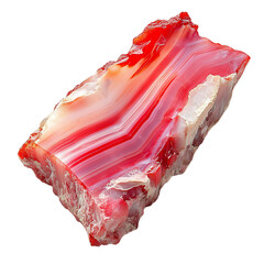 A Piece of Red Agate Stone with Bold Streaks of Red Isolated on Transparent Background
