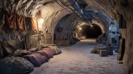 Naklejka premium A Depths of Time: Ancient Underground Tunnel