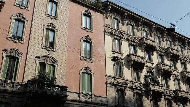 Milan, Italy - February 2025 - Visiting the exterior of the historic buildings of the Lombard capital
