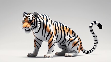 Fototapeta premium A majestic tiger in a poised stance, showcasing its striking stripes and piercing gaze, perfect