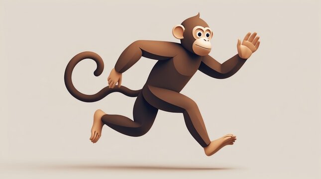 A playful cartoon monkey in mid-jump, perfect for fun and lively designs