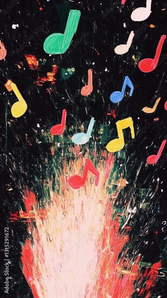 Poster eclectic array of colorful notes on dramatic design