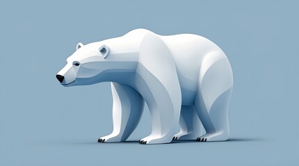 Fototapeta premium Abstract Polar Bear Sculpture in Minimalist Style with Smooth Curves and Gradient Shades