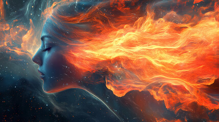 Whispering flames that seem to communicate. Whispering - Wind. Illustration