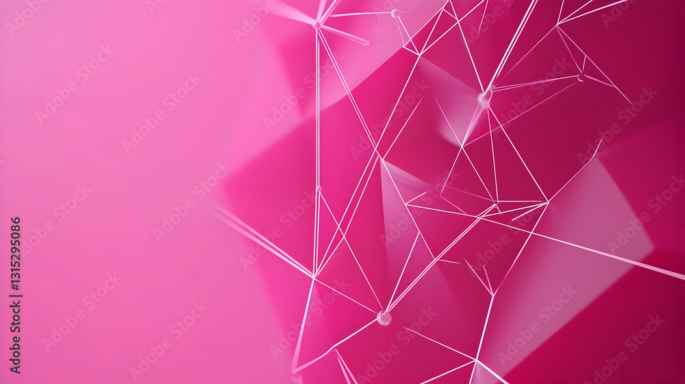 Poster abstract pink geometric background with triangles lines and interconnected shapes in a modern digita