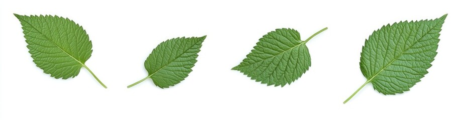 Obraz premium Isolated green leaves on white background