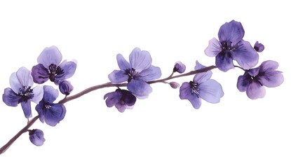 Delicate Purple Watercolor Flower Branch Painting