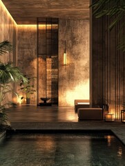 A stunning interior depicts a tranquil spa like relaxation space