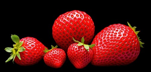 Single ripe strawberry, vibrant red, juicy, isolated, berry, summer