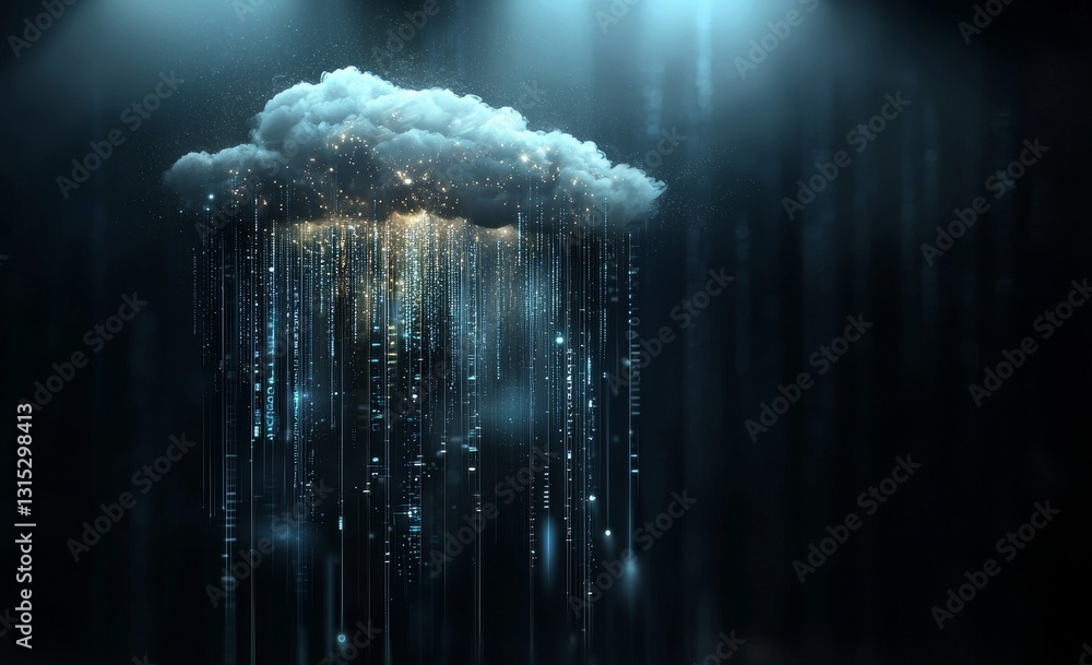 Poster d illustration of cloud computing, cloud computing concept, cloud computing technology internet conc