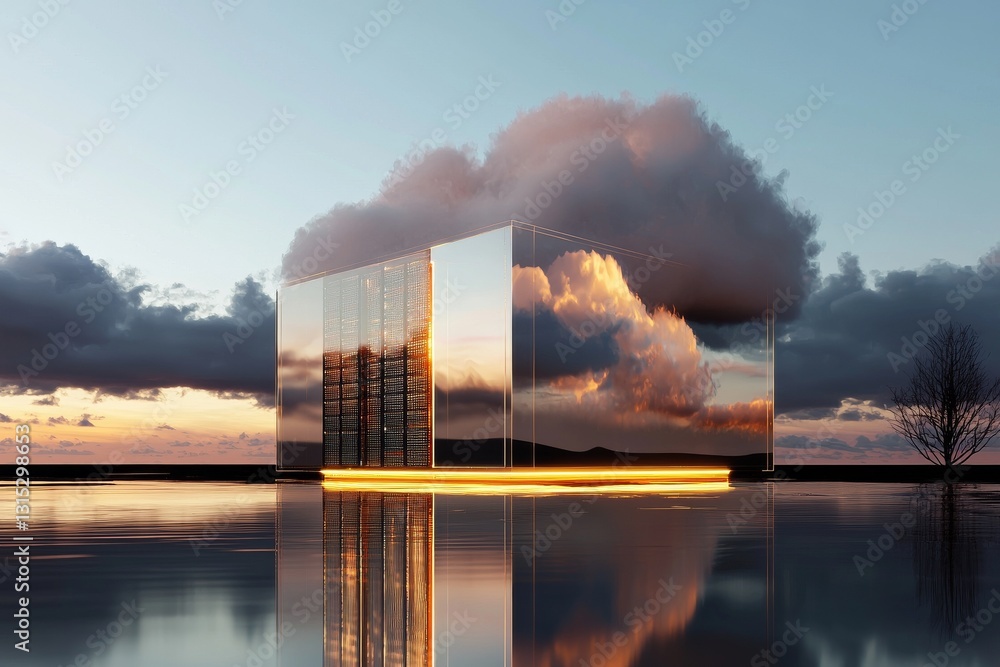 Aufkleber the concept of cloud storage technology, online data storage, cloud computing, and hosting is visual