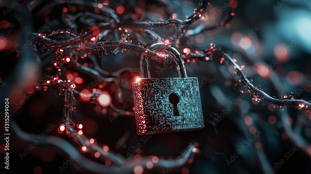 Poster stock representation of the concept of protecting data and cybersecurity