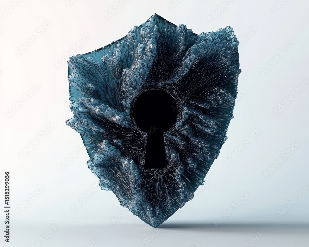 Poster the concept of a blue shield with locks symbolizes cyber security and data protection for private in