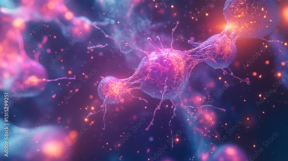 Poster microscopic view of complex cellular structures