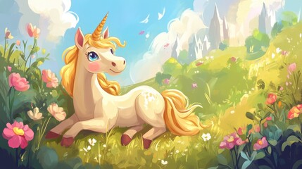 Obraz premium Beautiful unicorn character in Spring