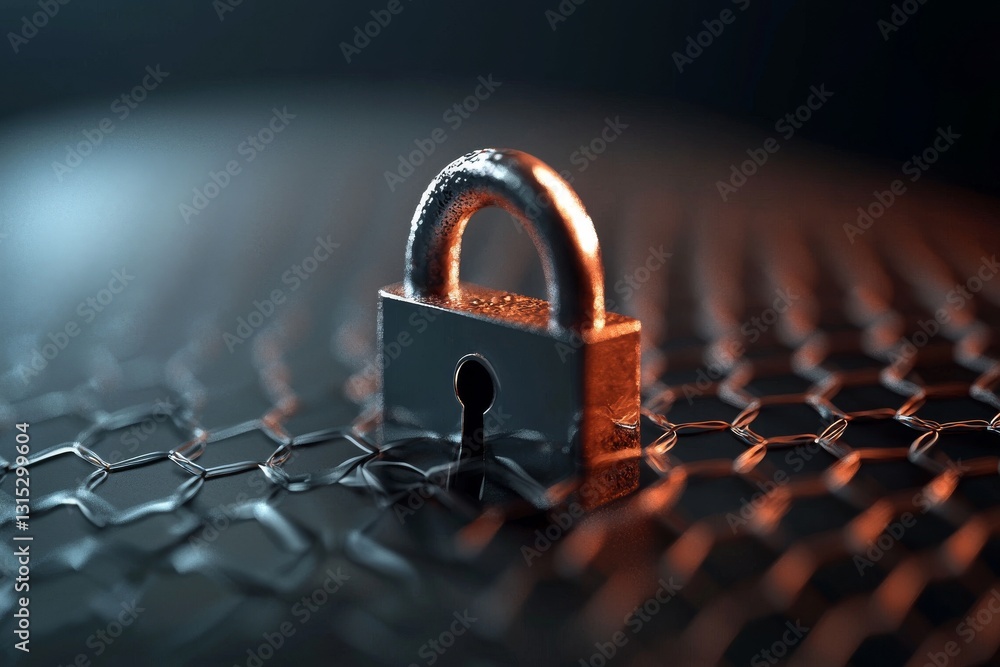 Poster background with padlocks representing internet security and data protection in a cybersecurity conce