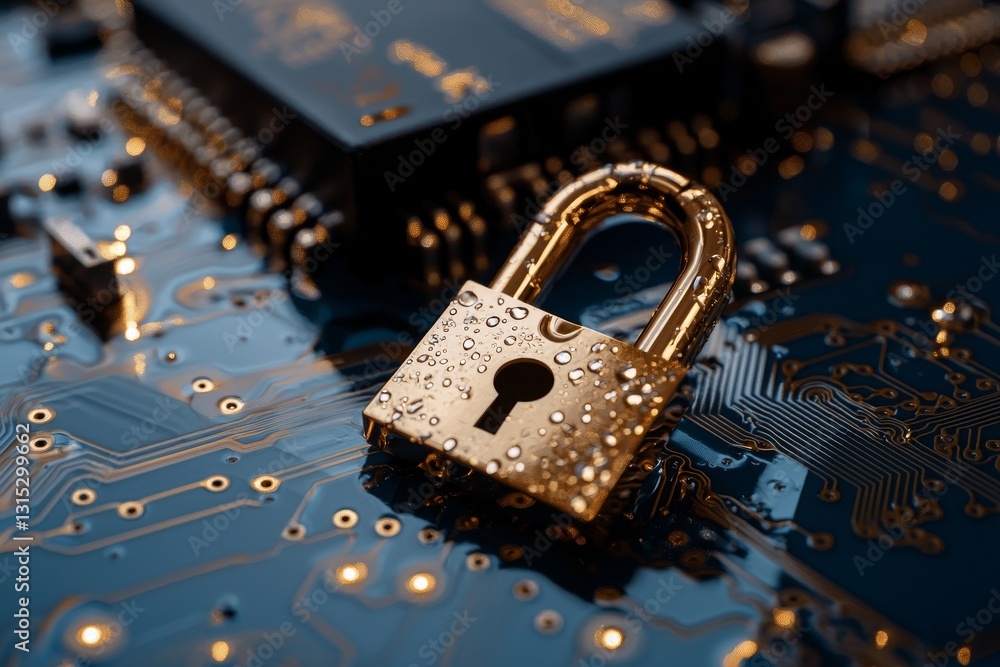Poster the concept of cybersecurity and secure networking is represented by a glowing futuristic background