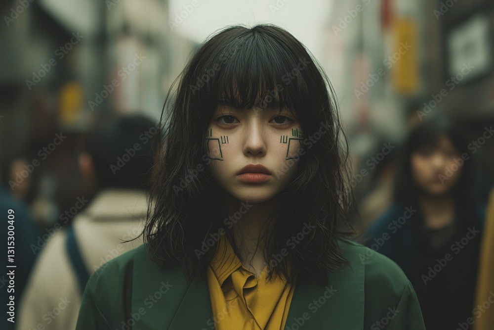Poster face detection or facial recognition software selected a young woman, while also identifying several
