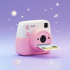 Cute Polaroid Camera in Pastel Style