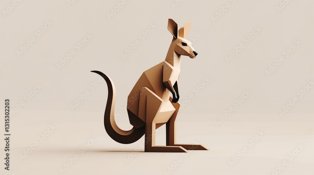 Aufkleber geometric animal sculpture: abstract design of a sitting creature with angular features and neu