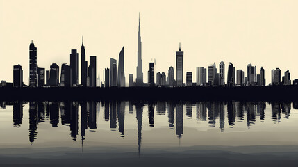 Fototapeta premium silhouette dubais skyline