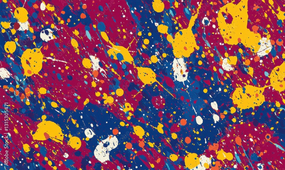 Aufkleber abstract splatter paint pattern with bold and random strokes in vivid primary colors, chaotic and en
